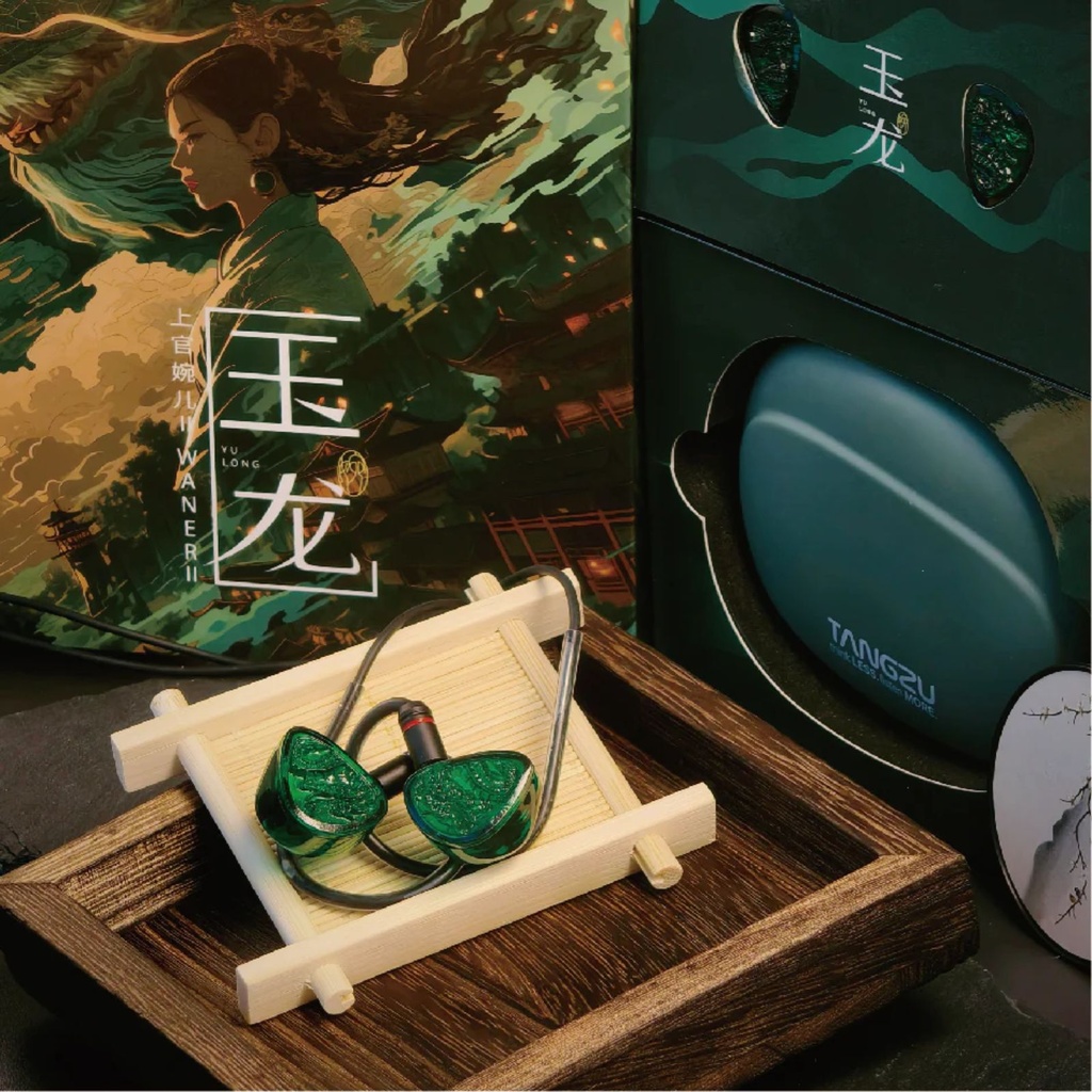 TANGZU WAN’ER SG 2 – Jade Dragon Edition · IEM dinámico 10 mm PET (2-pin 0.78 mm) con opciones 3,5 mm / 4,4 mm / USB-C (con mic).