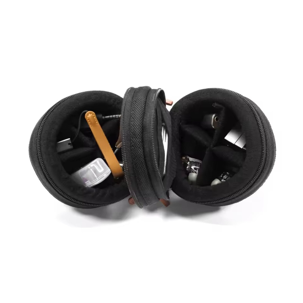 ddHiFi C100 Pro — Estuche de transporte doble compartimento para IEM/earbuds, cables y dongles (doble cremallera YKK)
