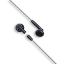 FiiO FF5 — earbuds con driver dinámico 14,2 mm (diafragma carbono + junta PU), MMCX, plugs 3,5 / 4,4 mm intercambiables.