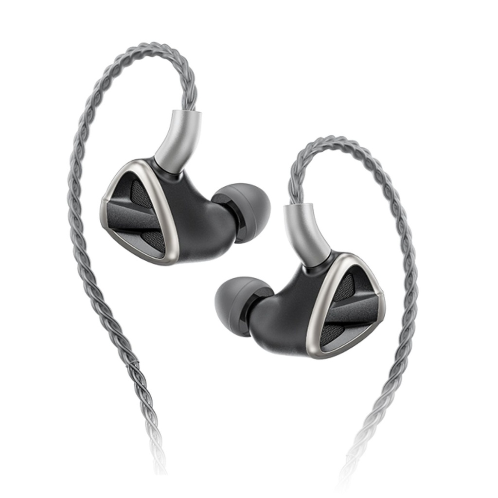 FiiO FH19 — IEM híbrido 2DD push-pull + 6 BA Knowles · diseño semi-abierto · filtro notch en medios · S.Turbo para graves · conector MMCX · cable de plata pura 8 hebras con plugs 3,5 / 4,4 mm.