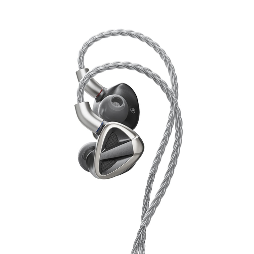FiiO FH19 — IEM híbrido 2DD push-pull + 6 BA Knowles · diseño semi-abierto · filtro notch en medios · S.Turbo para graves · conector MMCX · cable de plata pura 8 hebras con plugs 3,5 / 4,4 mm.