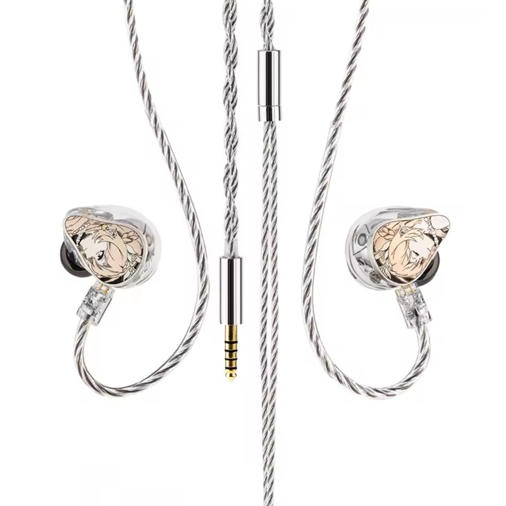 MOONDROP PSYCHE — IEM trihíbrido 2 Dynamic + 4 Balanced Armature + 4 Planar (10 drivers por lado) · 0,78 mm 2-pin · cable mixto cobre monocristalino + plata con plug 4,4 mm y adaptador 3,5 mm.