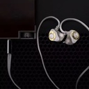 MOONDROP SOLIS II — IEM trihíbrido 2 Dynamic (10 mm) + 2 Balanced Armature + 4 EST · crossover de 3 vías · cavidad plata 925 con detalles 24K · 0,78 mm 2-pin · plug 3,5 mm SE (cable PURE6).