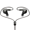 HiBy Yvain — IEM Quad-BA (4 Balanced Armature por lado) · crossover electrónico de 3 vías · cámara acústica independiente 3-canales · 0,78 mm 2-pin · cable OCC Litz con plugs intercambiables.