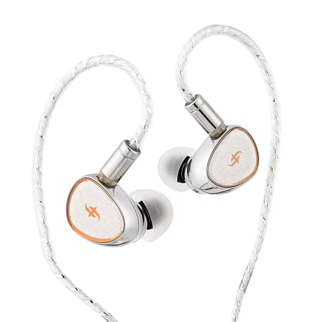 SIMGOT EA1000 “Fermat” — IEM single Dynamic 10 mm + Passive Radiator (1DD + 1PR) · SDPGD™ diaphragm + DMDC™ (Dual-Magnet Dual-Cavity) · boquillas intercambiables (latón + acero) · 0,78 mm 2-pin · cable Litz OFC plateado 3,5 mm.