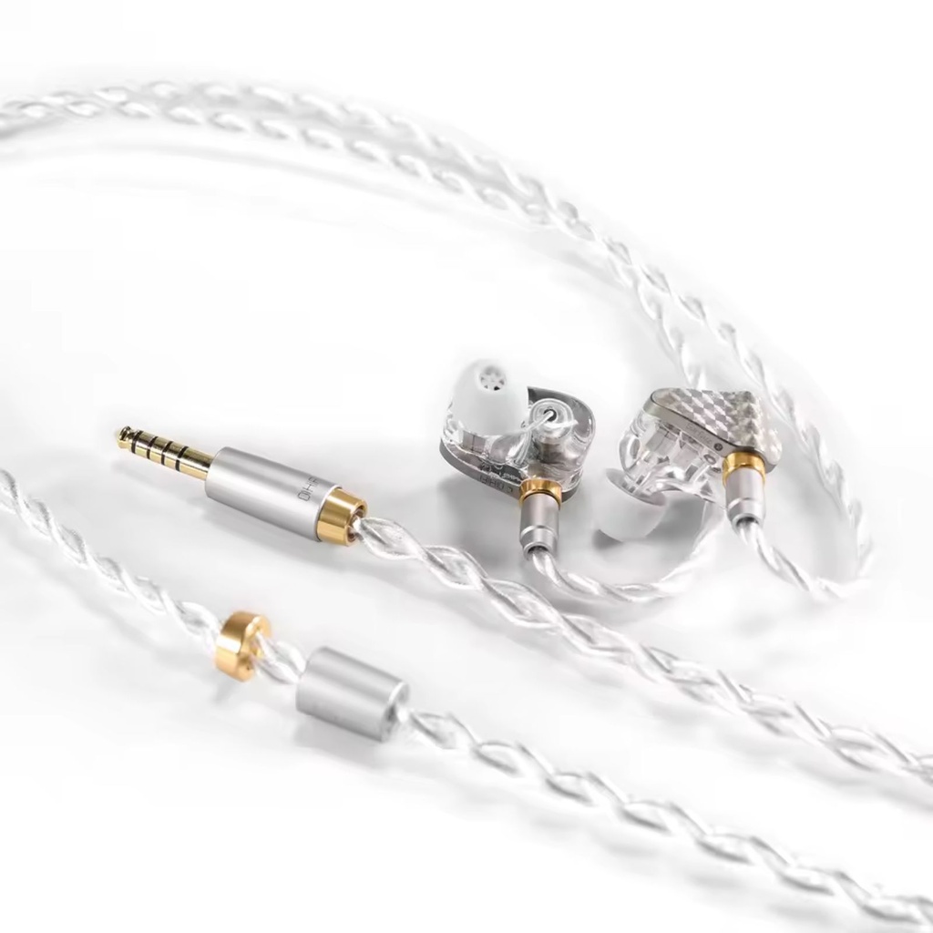 ddHiFi E14D Surface — IEM híbrido 1 Dynamic + 4 Balanced Armature (3-vías) · 0,78 mm 2-pin · cable 4,4 mm balanceado · carcasa de resina médica 3D-print.