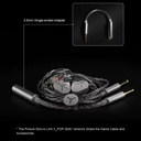 MOONDROP LAN II — IEM dinámico 10 mm, doble cavidad · acero inoxidable MIM · cable 0,78 mm 2-pin · terminación 4,4 mm balanceada + adaptador 3,5 mm · dos afinaciones: REF y POP.