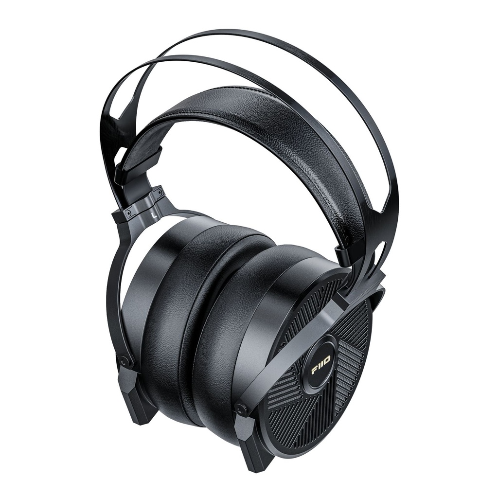 FiiO FT5 — over-ear abierto con driver planar magnético de 90 mm · 36 Ω · 110 dB/Vrms (≈96 dB/mW) · 7–40 kHz · ≈456 g · cable 392 hilos OCC plateado 1,5 m con plugs intercambiables (3,5 / 4,4 mm) + adaptadores 6,35 mm y XLR-4.