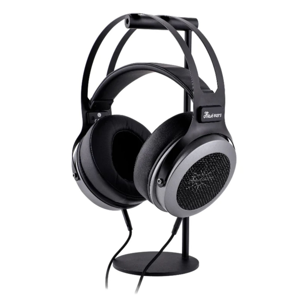Kiwi Ears Altruva — over-ear abierto con driver dinámico de 50 mm, 32 Ω, 98 dB ±3 dB, 20–40 kHz, cable 3 m con plug 3,5 mm + adaptador 6,35 mm.
