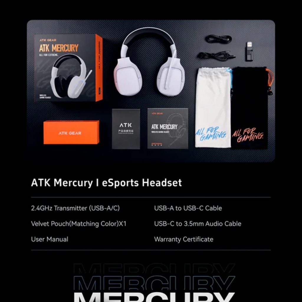 ATK Mercury I eSports Wireless Tri-mode Headset – Model: ATK M1