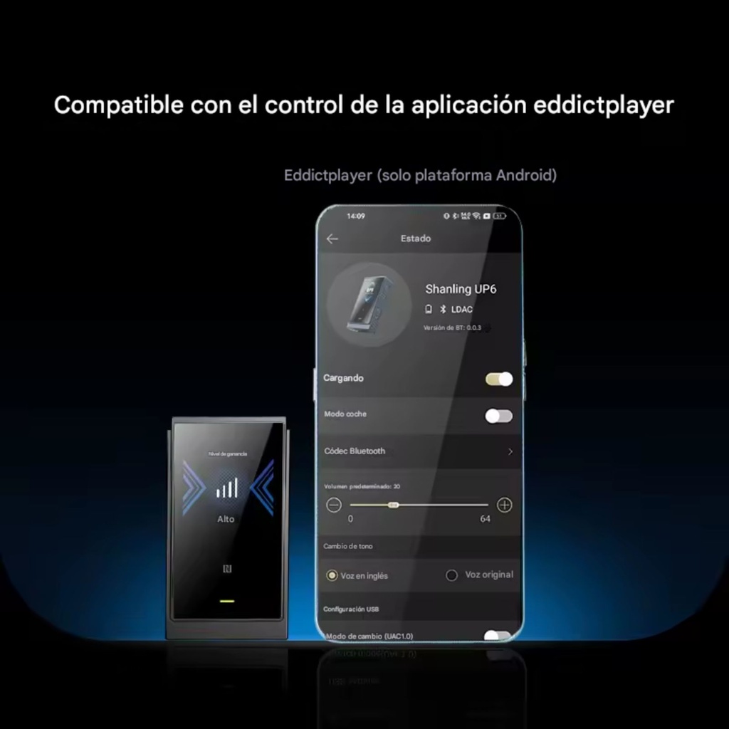 Shanling UP6: Receptor Bluetooth Hi-Fi | Cuádruple DAC CS43198 | Salida Balanceada 4.4mm | Pantalla Táctil
