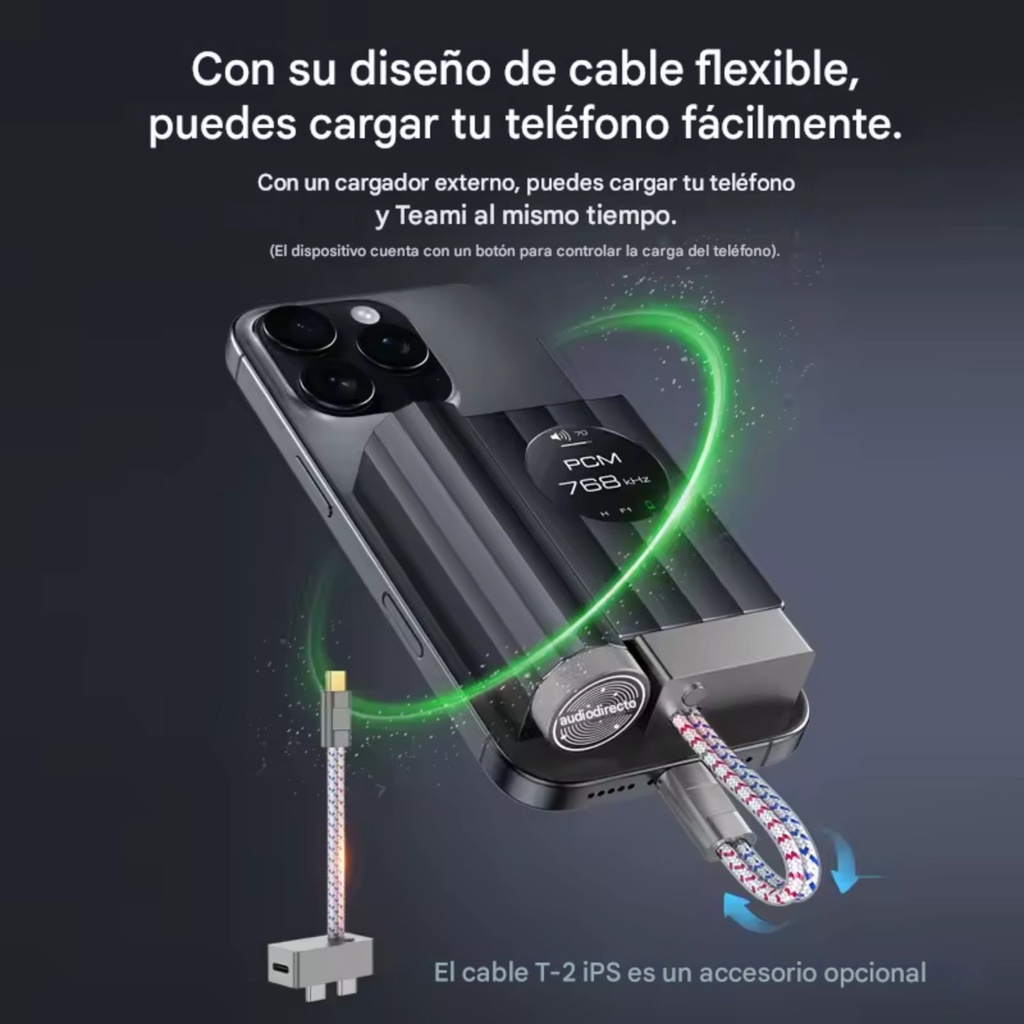 AUDIRECT Team1: Mini DAC de Escritorio Magnético | Chip ES9281AC PRO | Batería 3500mAh | 32-bit/768kHz