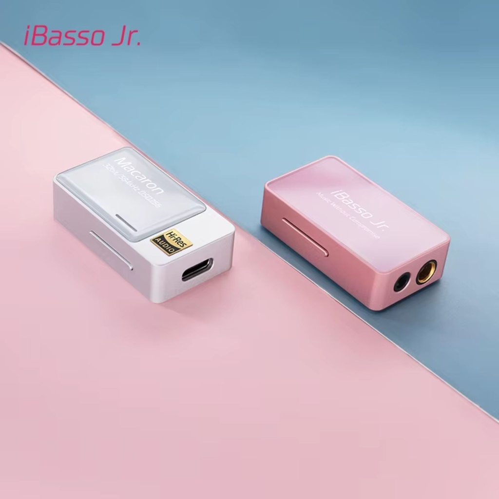 iBasso Jr. Macaron: Mini DAC/AMP Balanceado | Dual CS43131 | 3.5mm & 4.4mm | Bajo Consumo | Diseño Aluminio y Vidrio | Hi-Res DSD256