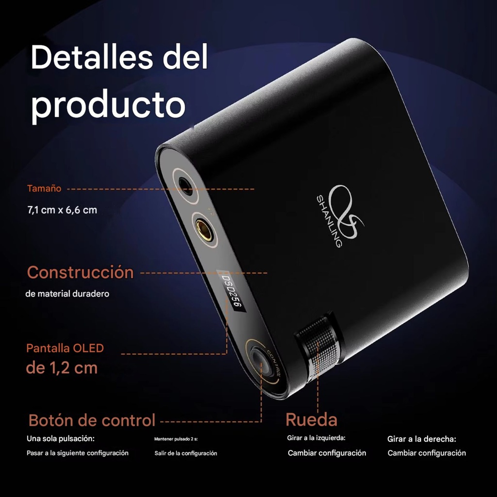 Shanling H0: Mini DAC/AMP de Escritorio | CS43198 + Dual SGM8262 | 690mW Potencia | Salidas 4.4mm & 3.5mm | Pantalla OLED | SPDIF & Line Out