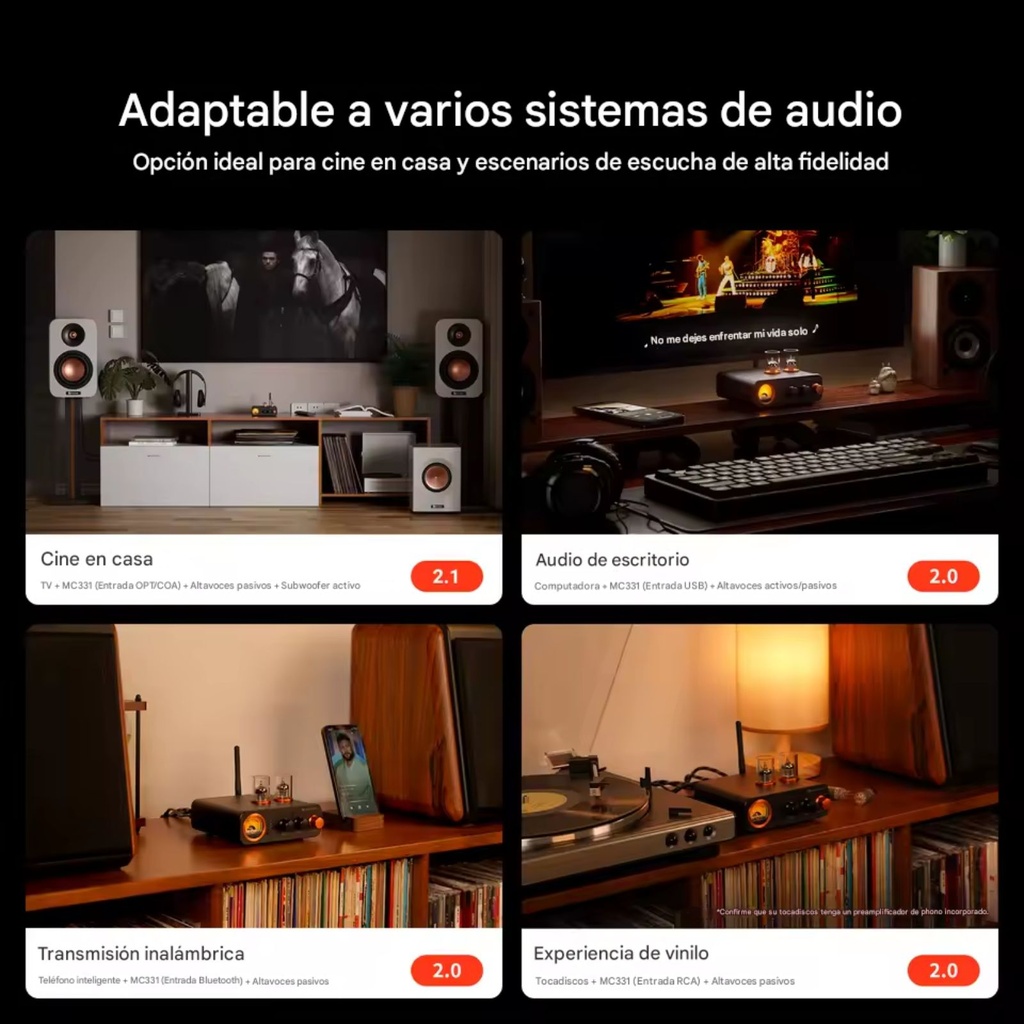 Fosi Audio MC331: Amplificador Integrado a Tubos con DAC | 105W x 2 | Medidor VU | Bluetooth | Para Parlantes Pasivos y Audífonos