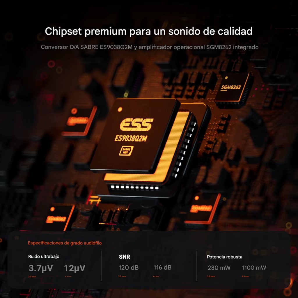Fosi Audio SK02: DAC/AMP de Escritorio Vertical | ESS ES9038Q2M | 1100mW Potencia | Salida 4.4mm Balanceada | Óptica / USB-C