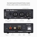 Fosi Audio Q4: Mini DAC/AMP de Escritorio | 24-Bit/192kHz | Controles Físicos Bass/Treble | USB/Óptica/Coaxial | Salida RCA y 3.5mm