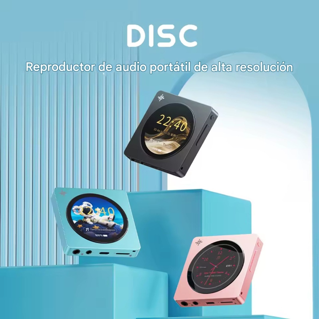 FiiO DISC: Reproductor Portátil Hi-Res Circular | Dual Flagship DAC | Salidas 4.4mm Balanceada & 3.5mm | Pantalla Táctil Redonda | Bluetooth 5.4 LDAC