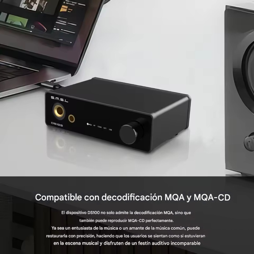 SMSL DS100: Mini DAC/AMP de Escritorio | Chip CS43131 | Salidas 4.4mm y 6.35mm | MQA y DSD256 | USB Plug & Play