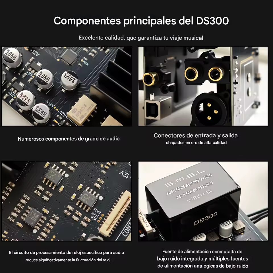 SMSL DS300: DAC/AMP de Escritorio | Diseño Cyberpunk | Chip ES9039Q2M | 1500mW | Salidas XLR y 4.4mm | Bluetooth 5.1 LDAC