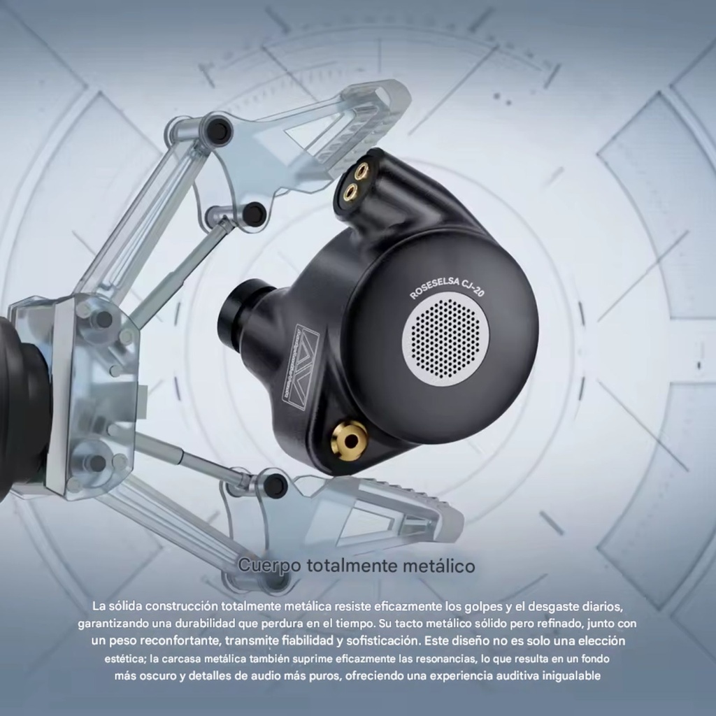 ROSESELSA x AAV CJ20: Audífonos In-Ear Planar Magnéticos | Driver 14.2mm | Tuning para Rock/Metal | Cable Modular 3.5mm/4.4mm