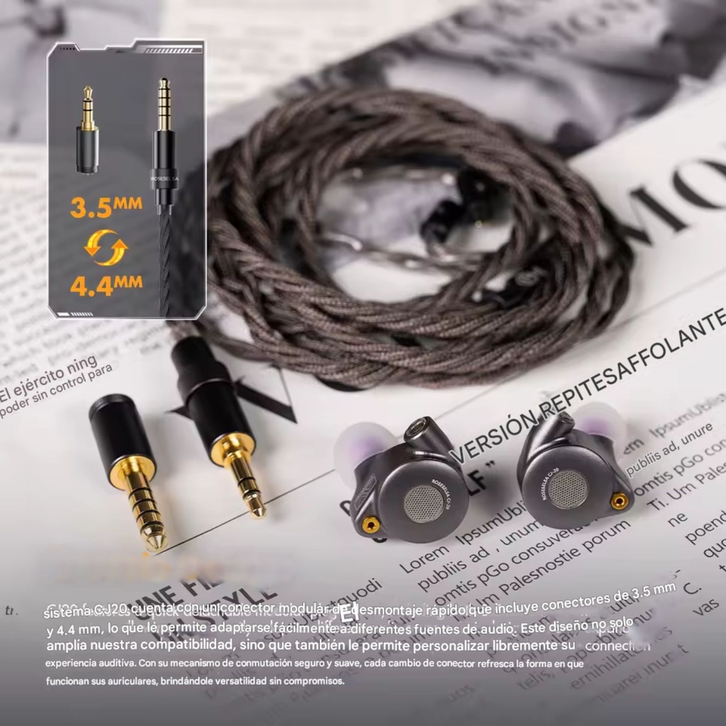 ROSESELSA x AAV CJ20: Audífonos In-Ear Planar Magnéticos | Driver 14.2mm | Tuning para Rock/Metal | Cable Modular 3.5mm/4.4mm
