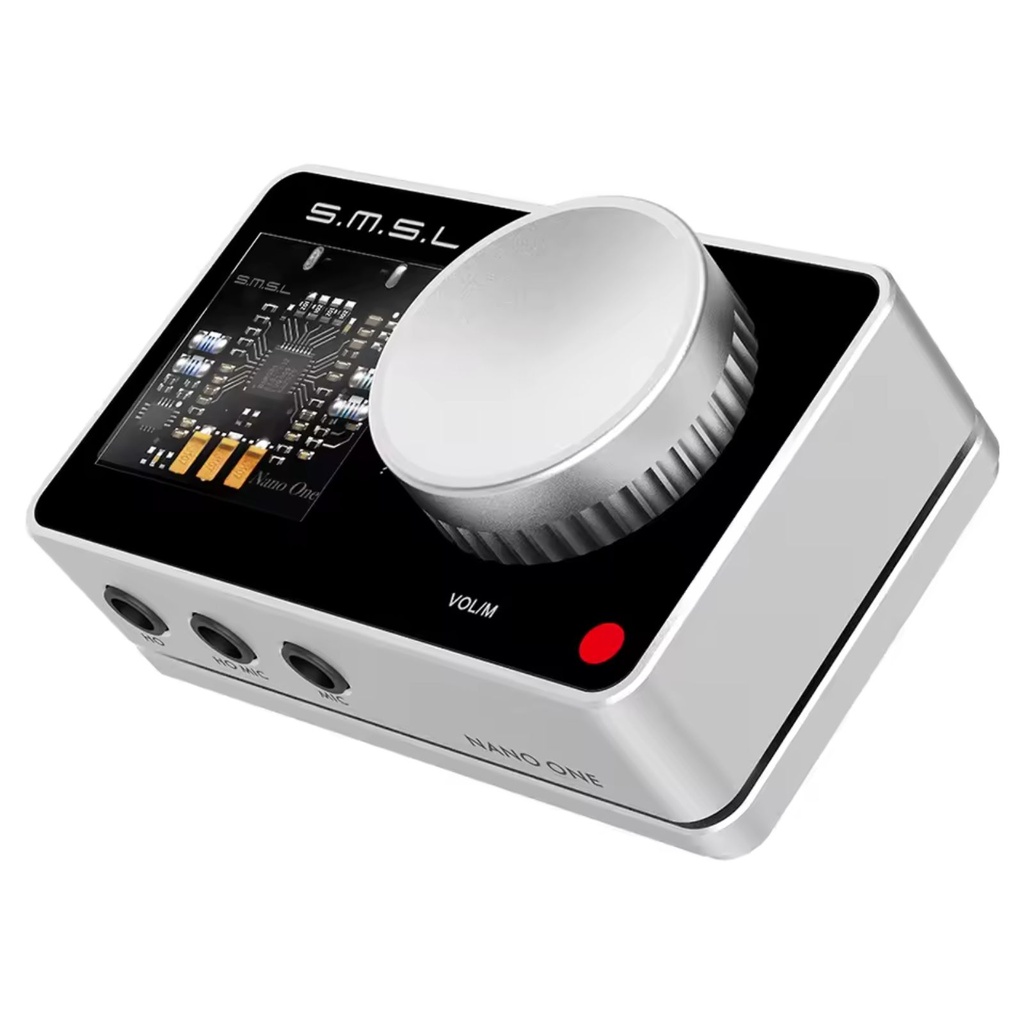 SMSL Nano ONE: Mini DAC/AMP y Tarjeta de Sonido Gaming | Base Magnética | Surround 7.1 | Entradas de Micrófono | Chip ES9023P