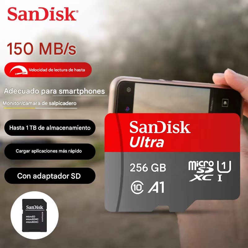 SanDisk Ultra microSD UHS-I (De 32GB a 1TB) | Tarjeta de Memoria Hasta 150MB/s | Clase 10 | A1 App Performance