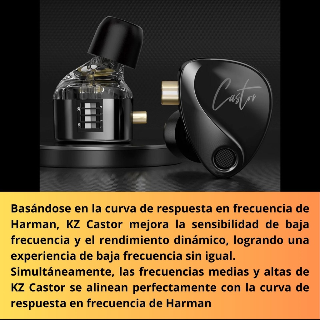 KZ CASTOR: Audífonos In-Ear - Doble Driver Dinámico Ajustable (Harman Target)
