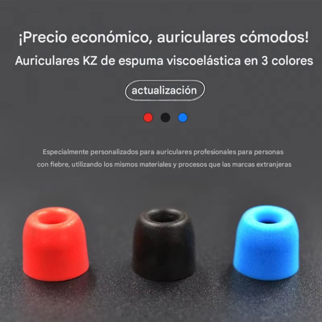 Set de Almohadillas de Espuma Viscoelástica KZ para Audífonos In-Ear (3 Pares / 6 Uds)