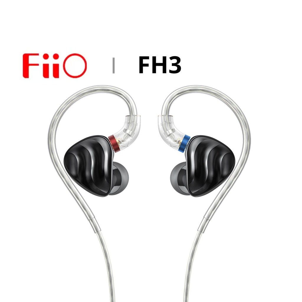 FiiO FH3 — IEM híbrido 1DD (10 mm berilio-plated) + 2× Knowles BA, MMCX y jack 3,5 mm.