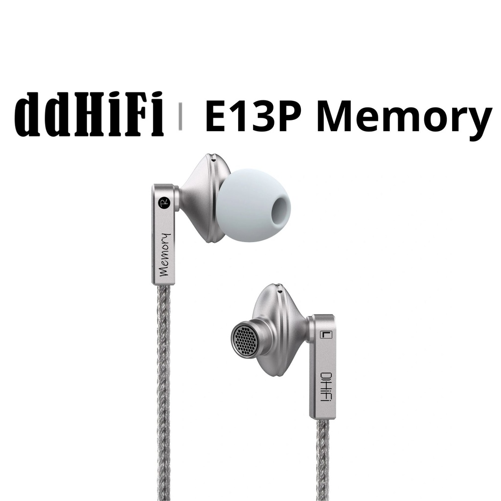 ddHiFi E13P Memory — IEM semi in-ear con driver planar de 13 mm · cable USB-C con DAC CS43198 (32-bit/384 kHz, DSD256 nativo) · micrófono e inline remote · cable 5N OCC trenzado · carcasa aluminio CNC AL6063.