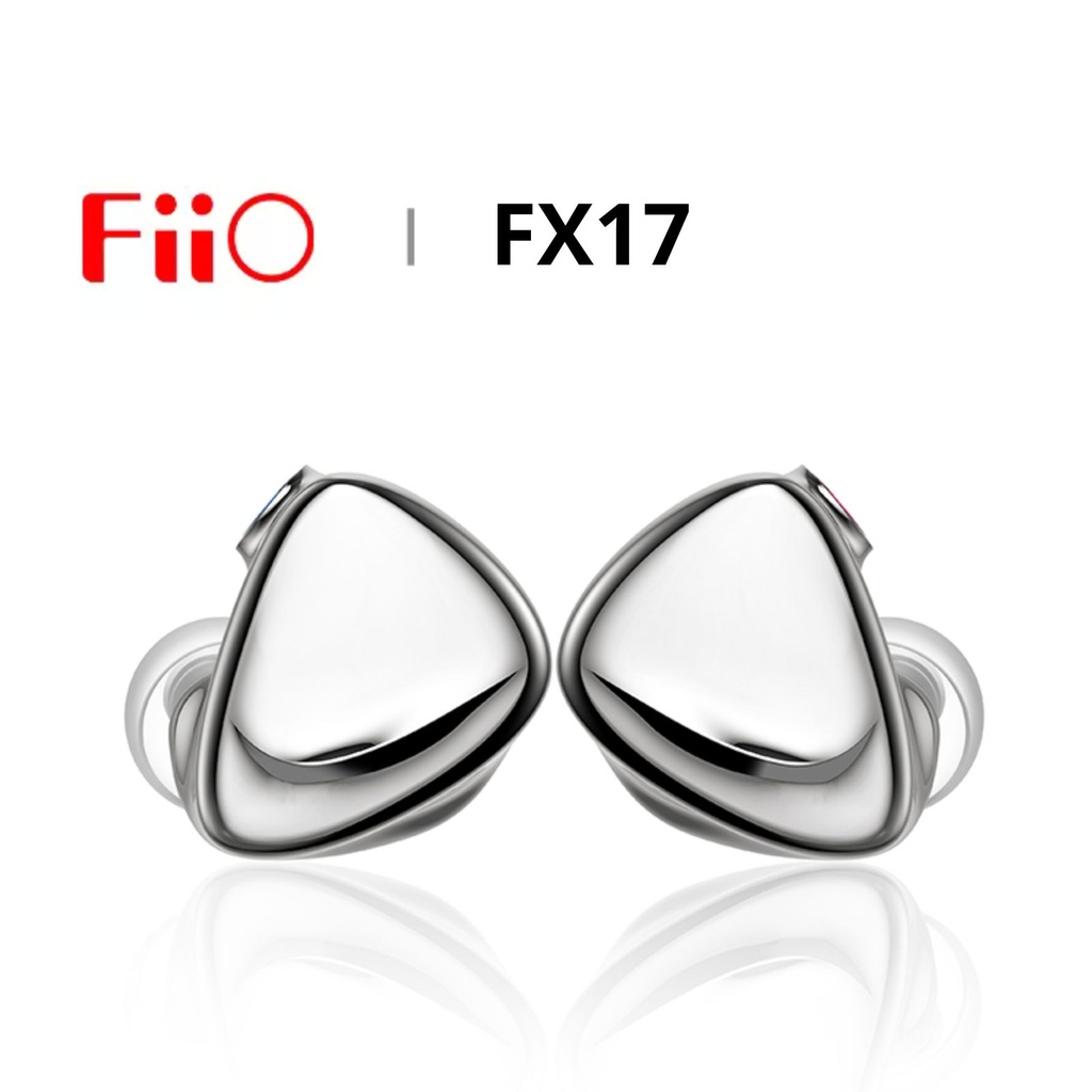 FiiO FX17 — IEM trihíbrido 1DD + 4BA + 8EST (13 drivers por lado) · crossover 5 vías (físico + electrónico) · S.Turbo acústico patentado · 0,78 mm 2-pin · cable mixto oro/plata/cobre con plugs intercambiables.