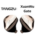 TANGZU XuanWu Gate — IEM trihíbrido 1 Dynamic + 4 Balanced Armature + 2 EST Sonion · cavidad aluminio aeroespacial CNC · 0,78 mm 2-pin · cable cobre monocristalino (8 hilos, 98 cores) con plugs intercambiables 3,5 mm / 4,4 mm.