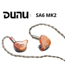 DUNU SA6 MK2 — IEM all-BA (6 Balanced Armature): 2× Sonion AcuPass woofers + 2× Knowles mid + 2× Knowles tweeters · switch de 2 firmas (Default / Atmospheric Immersion) · 0,78 mm 2-pin · cable Hulk Pro Mini con plugs modulares Q-Lock Plus (3,5 mm / 4,4 mm).
