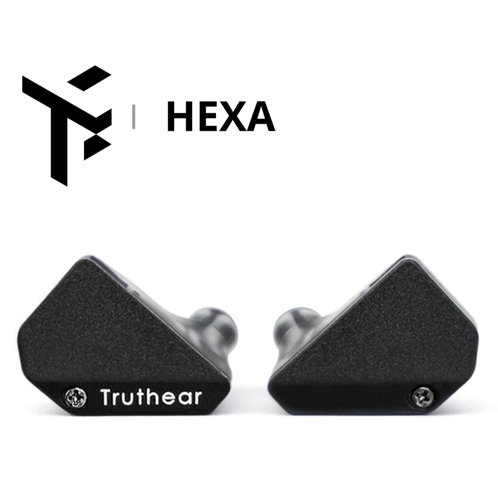 TRUTHEAR HEXA — IEM híbrido 1 Dynamic (10 mm, PU+LCP) + 3 Balanced Armature · crossover de baja distorsión · conector 0,78 mm 2-pin (recessed) · cable plateado OFC 3,5 mm SE.