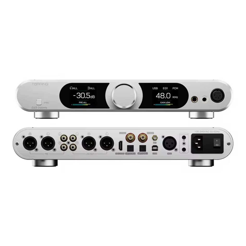 TOPPING DX9: DAC/AMP Flagship 15º Aniversario | Chip AK4499EQ | 7080mW Potencia | Doble Pantalla Color | Control de Volumen Híbrido por Relés | Bluetooth LDAC