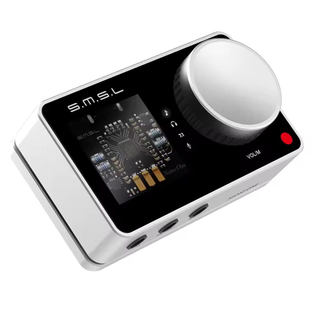 SMSL Nano ONE: Mini DAC/AMP y Tarjeta de Sonido Gaming | Base Magnética | Surround 7.1 | Entradas de Micrófono | Chip ES9023P