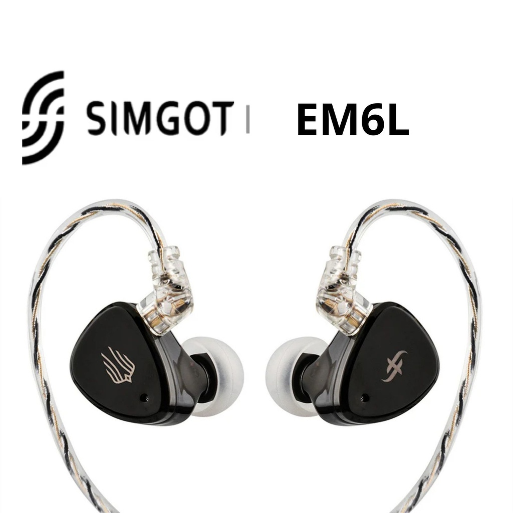 SIMGOT EM6L — IEM híbrido 1DD + 4 BA, conectores 0,78 mm 2-pin, jack 3,5 mm SE.