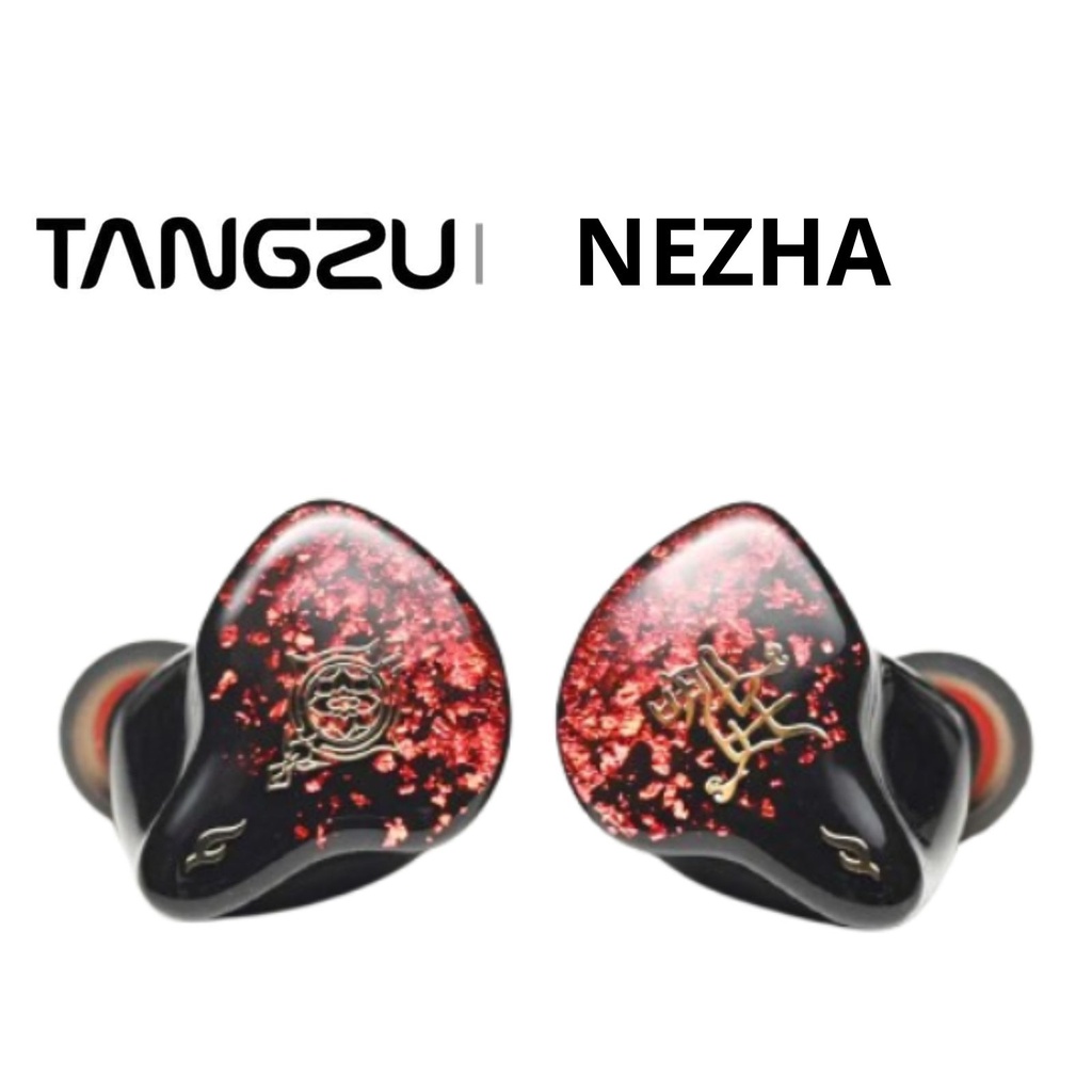 TANGZU NEZHA — IEM híbrido 6× Balanced Armature + 1× tweeter EST/PZT · cavidad full-resina (primer modelo de TANGZU con cuerpo 100% resina) · 0,78 mm 2-pin · cable OCC plateado con plugs modulares 3,5 mm / 4,4 mm.