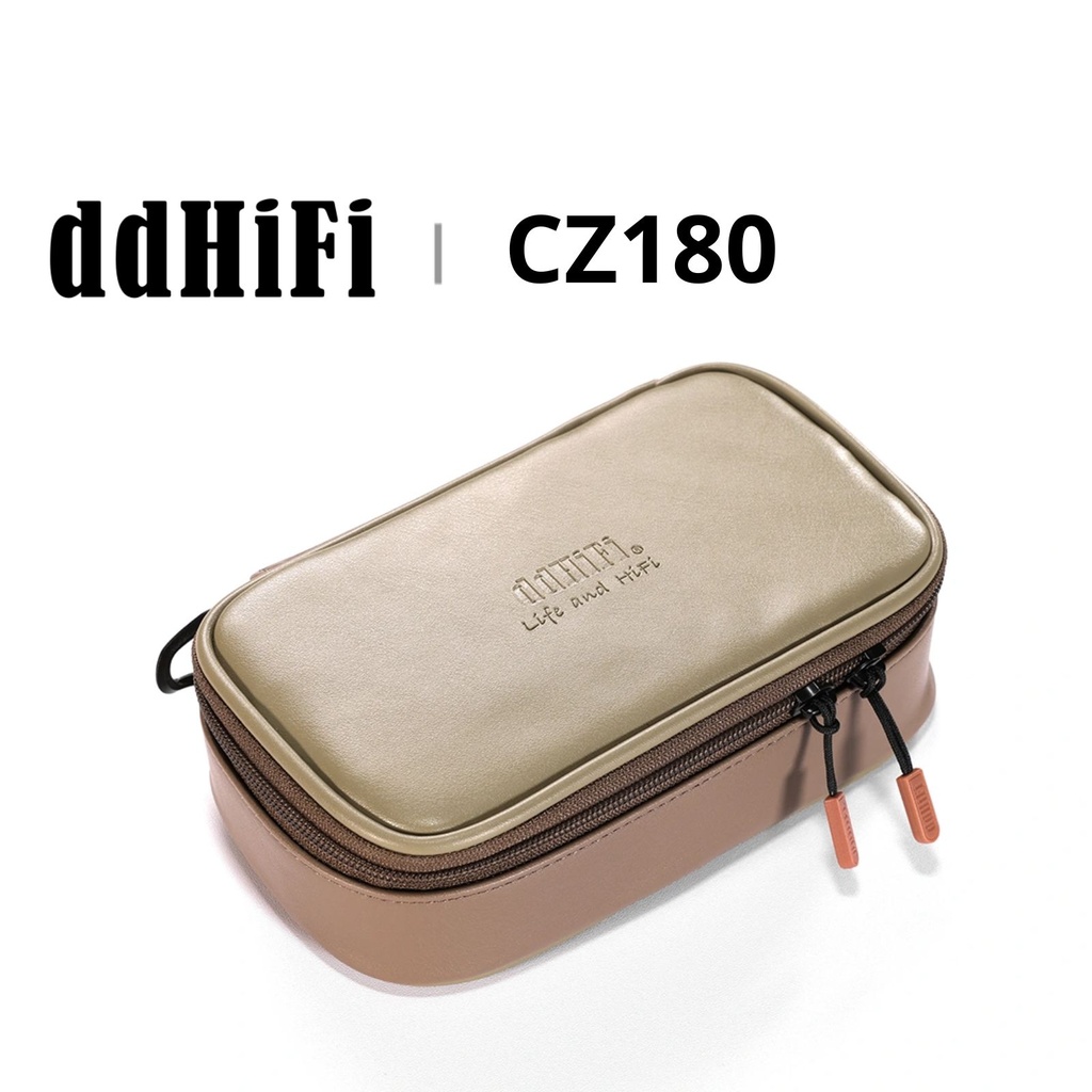 ddHiFi CZ180 — Estuche portátil Hi-Fi para IEM/earbuds, cables y dongles (cuero compuesto, cremallera YKK doble)