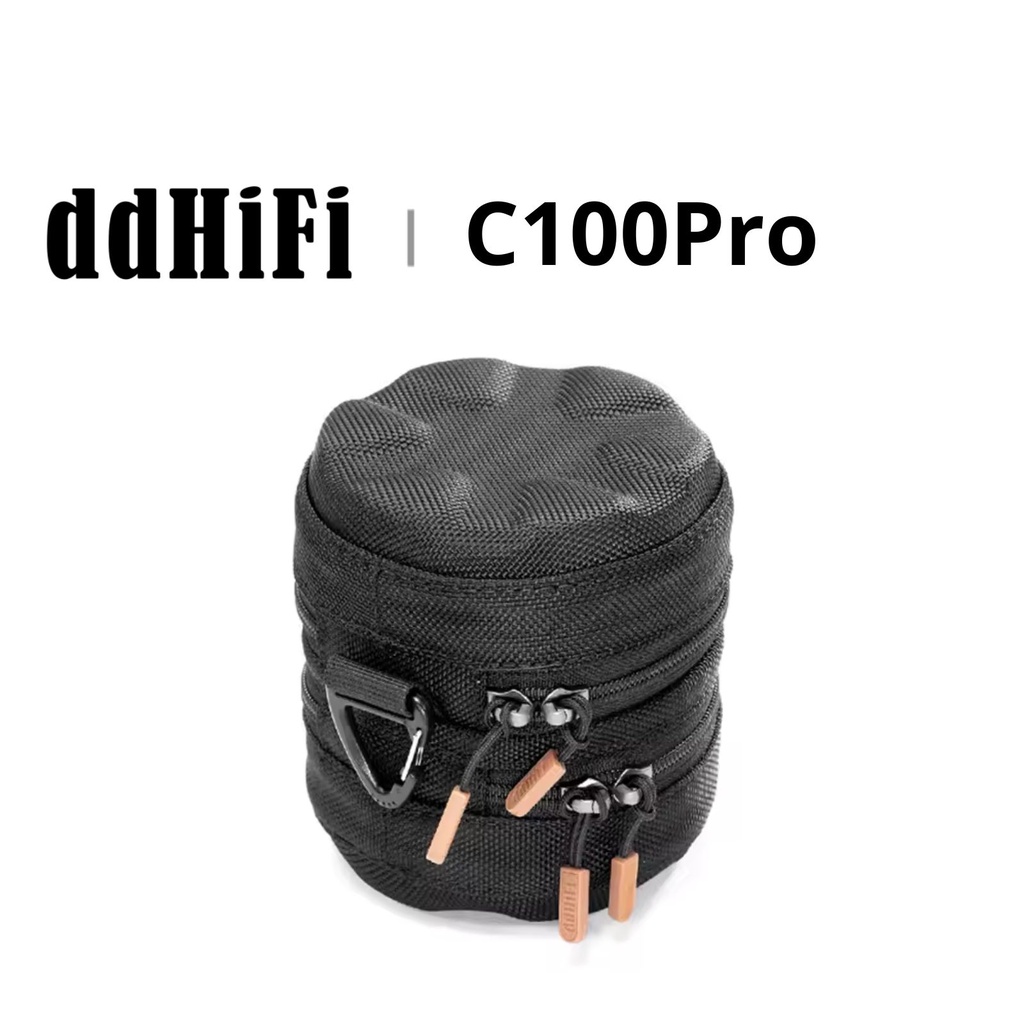 ddHiFi C100 Pro — Estuche de transporte doble compartimento para IEM/earbuds, cables y dongles (doble cremallera YKK)